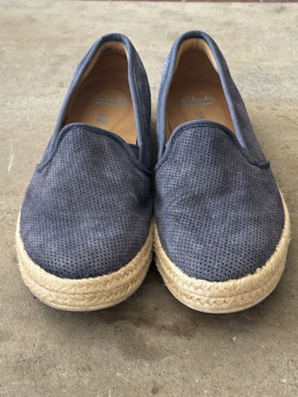 Clarks Navy Blue Suede Espadrille Slip-On Shoes